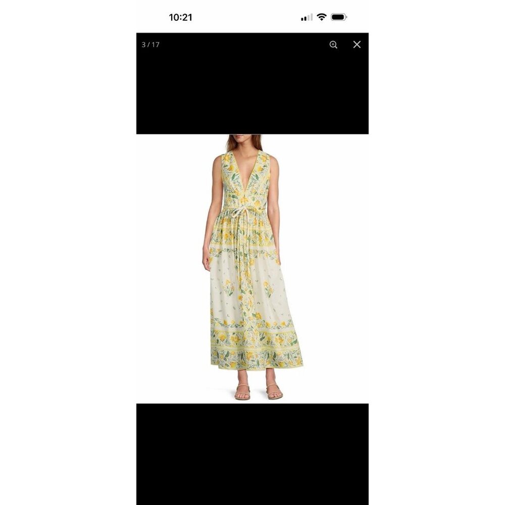 Antonio Melani X Style By Simkins Size 10 Hannah Green Yellow Floral Maxi Dress - Picture 7 of 16